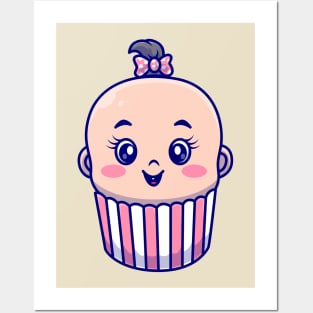 Cute Baby Cake Girl Cartoon Posters and Art